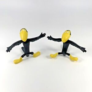 Vintage 1979 Heckle Jeckle Bendable Figures Viacom Amscan Rare Bendy Pair 4"